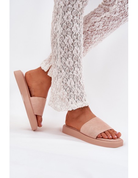 Women's Platform Slippers Made Of Eco Suede Dirty Pink Jorina