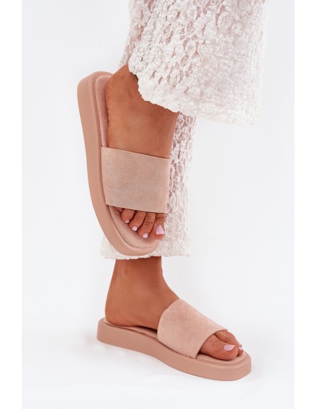Women's Platform Slippers Made Of Eco Suede Dirty Pink Jorina