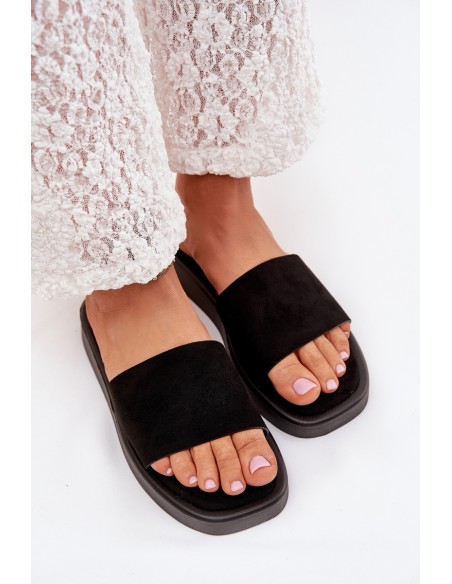 Ladies Platform Sandals Made Of Eco Suede Black Jorina