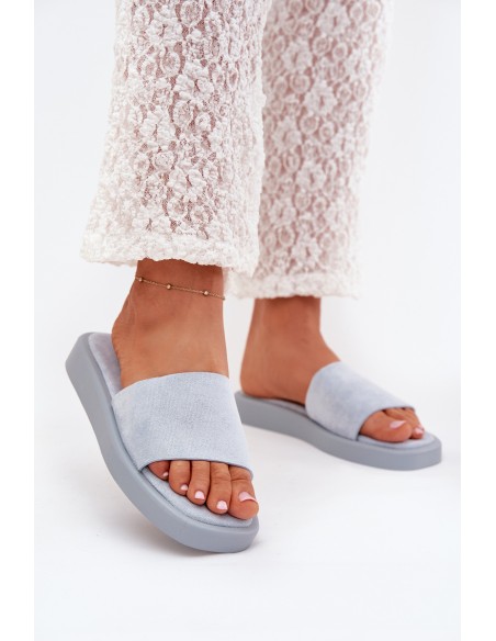 Moteriškos platforminės basutės iš ekologiškos zomšos, šviesiai mėlynos Jorina