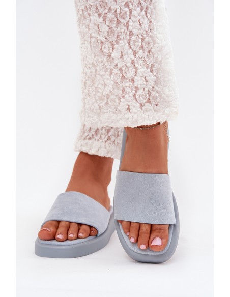 Ladies Platform Sandals Made Of Eco Suede Light Blue Jorina