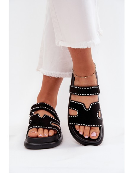 Women's Sandals With Decoration On The Platform Black Delyna