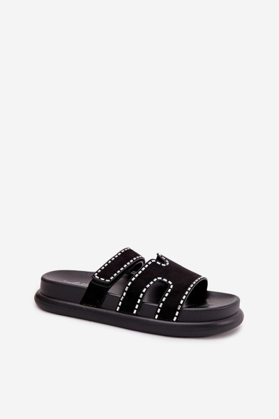 Women's Sandals With Decoration On The Platform Black Delyna 2