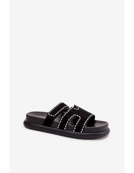 Women's Sandals With Decoration On The Platform Black Delyna