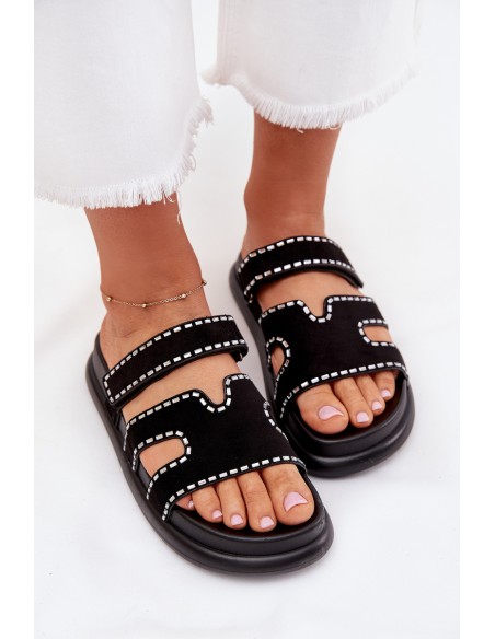 Women's Sandals With Decoration On The Platform Black Delyna