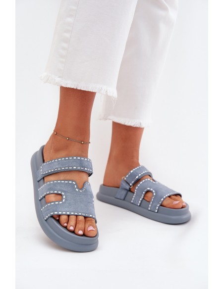 Women's sandals with decoration on the platform blue Delyna