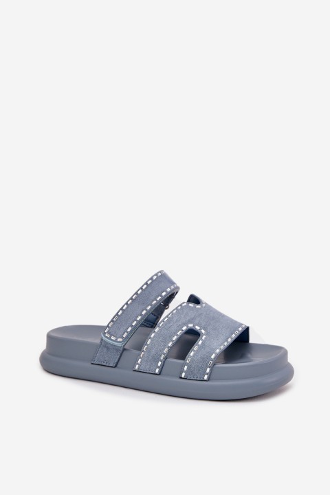 Women's sandals with decoration on the platform blue Delyna