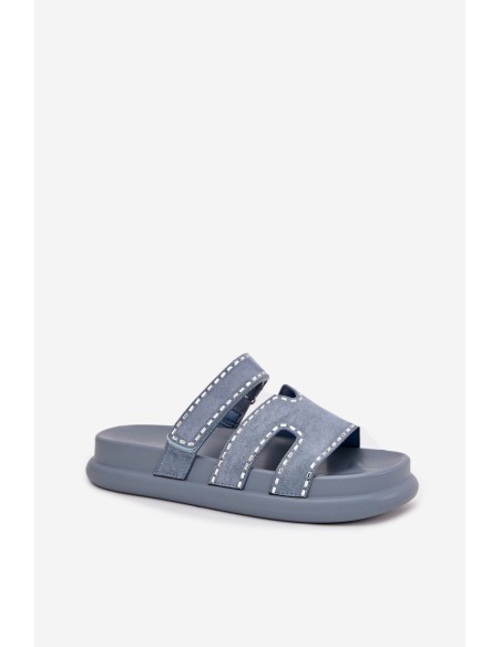 Women's sandals with decoration on the platform blue Delyna