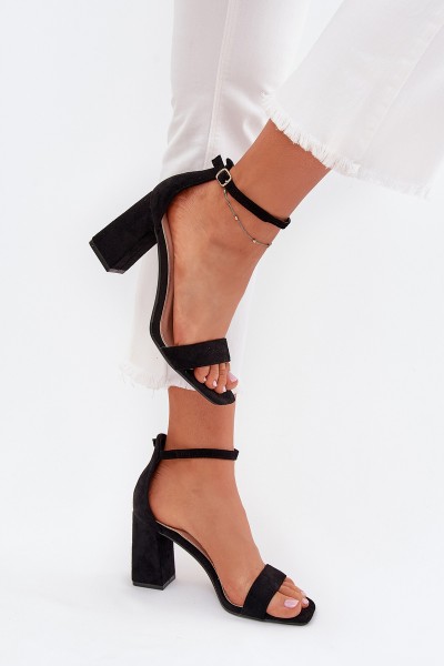 Ladies Heeled Sandals Made Of Eco Suede Black Elirae