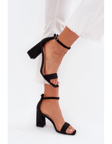 Ladies Heeled Sandals Made Of Eco Suede Black Elirae