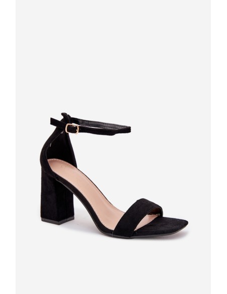 Ladies Heeled Sandals Made Of Eco Suede Black Elirae