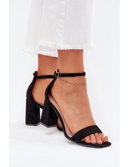 Ladies Heeled Sandals Made Of Eco Suede Black Elirae