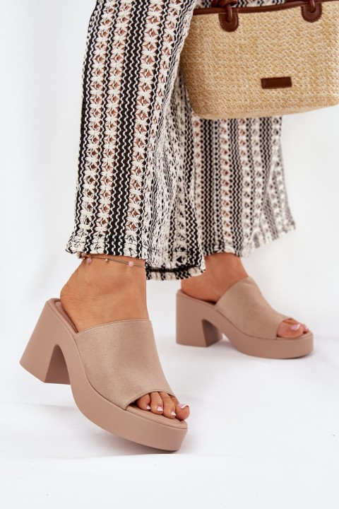 Women's Sandals On Heels And Platform Khaki Omeisa