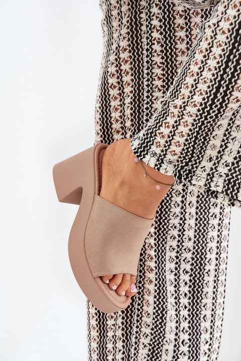 Women's Sandals On Heels And Platform Khaki Omeisa