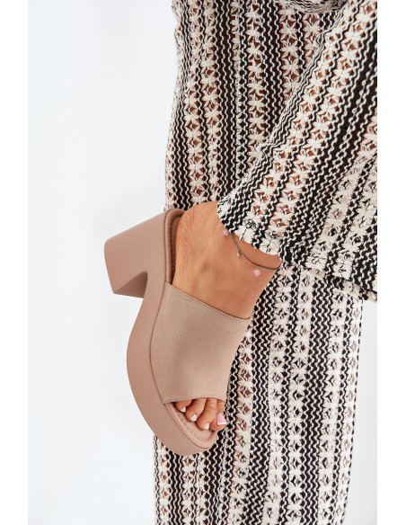 Women's Sandals On Heels And Platform Khaki Omeisa