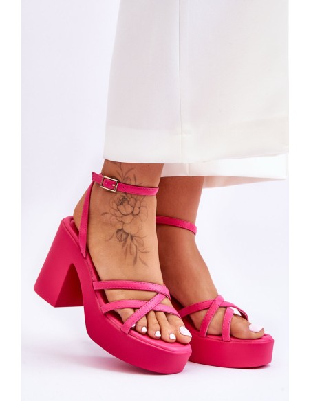 Fashionable High Heels Sandals With Straps Fuchsia Shemira