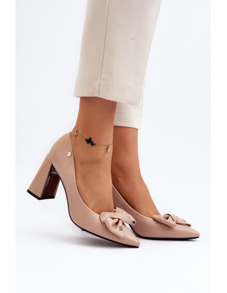 Pumps With Bow On Stiletto Beige Ariemessa