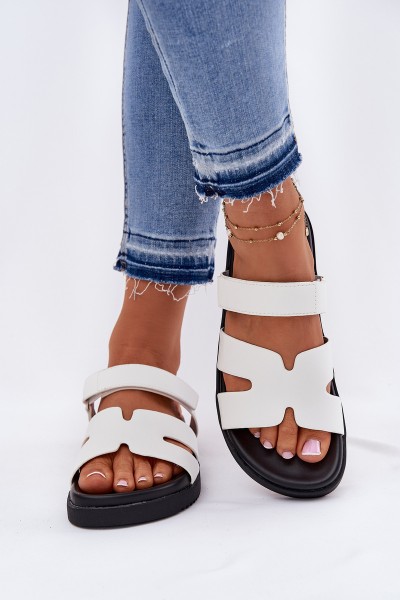 Women's Slippers With Velcro Vinceza 17401 White