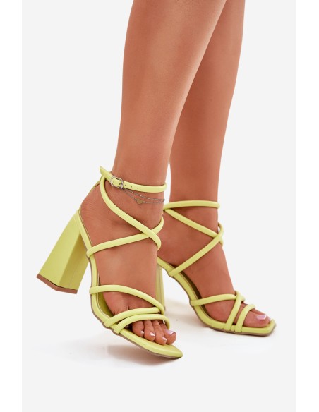 Women Sandals On Heel With Straps Lime Ciarilora