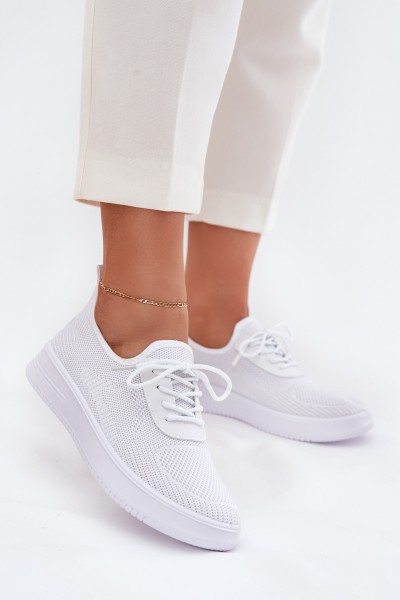 Women White Fabric Slip-On Sports Shoes on Platform Kalyra