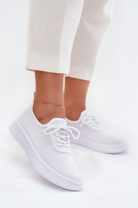 Women White Fabric Slip-On Sports Shoes on Platform Kalyra