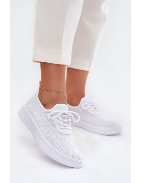 Women White Fabric Slip-On Sports Shoes on Platform Kalyra