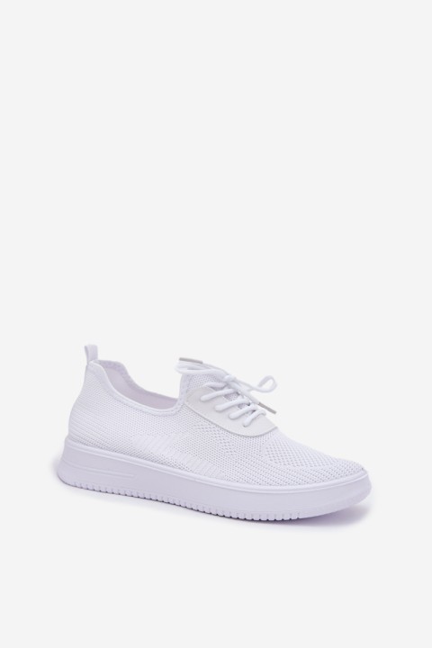 Women White Fabric Slip-On Sports Shoes on Platform Kalyra