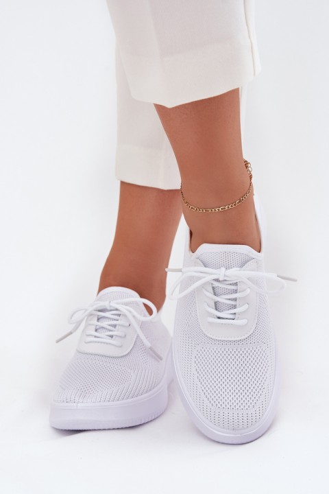 Women White Fabric Slip-On Sports Shoes on Platform Kalyra