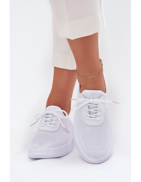 Women White Fabric Slip-On Sports Shoes on Platform Kalyra