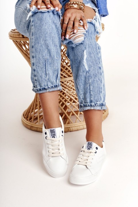 Women's Leather Sneakers BIG STAR BB274211 White Navy