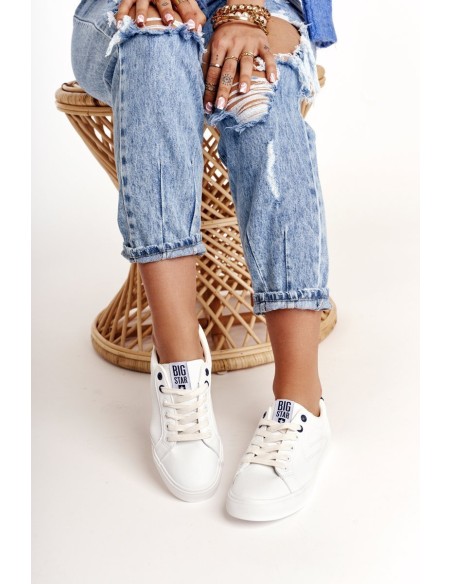 Women's Leather Sneakers BIG STAR BB274211 White Navy