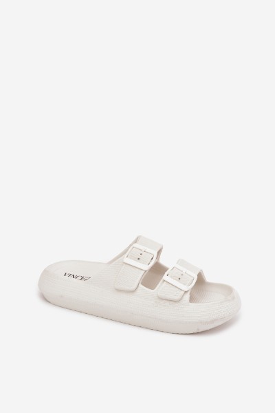 Ladies Foam Slides With Buckles Vinceza 76056 White 2