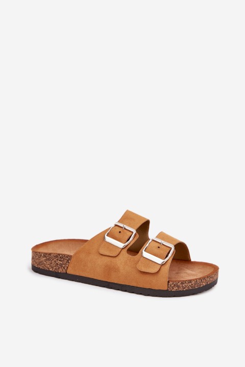 Moteriškos kamštinės platforminės basutės su sagtimis, camel spalvos...