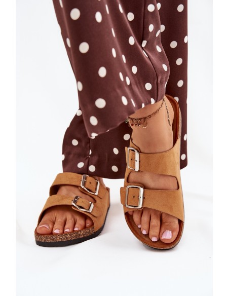 Women's Cork Platform Sandals With Buckles Camel Livara