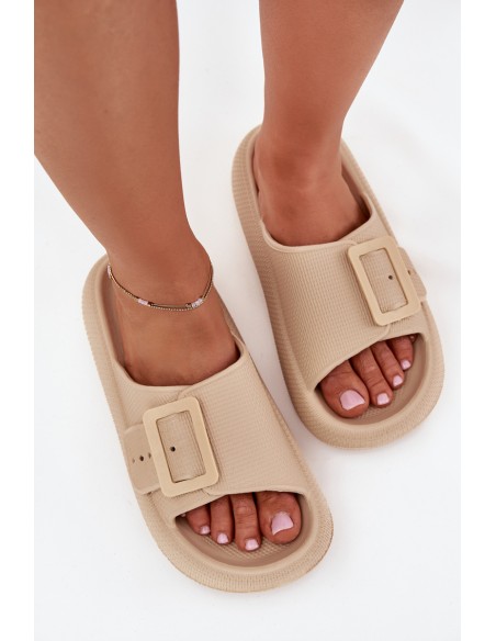 Women's Foam Slippers With Buckle Vinceza 75207 Beige