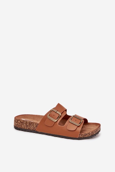 Women's sandals on cork platform with buckles Camel Vesina 2
