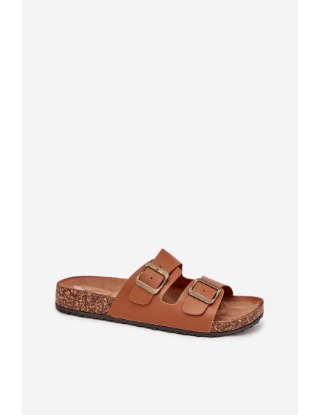 Women's sandals on cork platform with buckles Camel Vesina