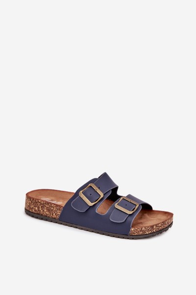 Women's cork platform sandals with buckles navy Vesina 2