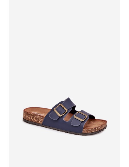 Women's cork platform sandals with buckles navy Vesina