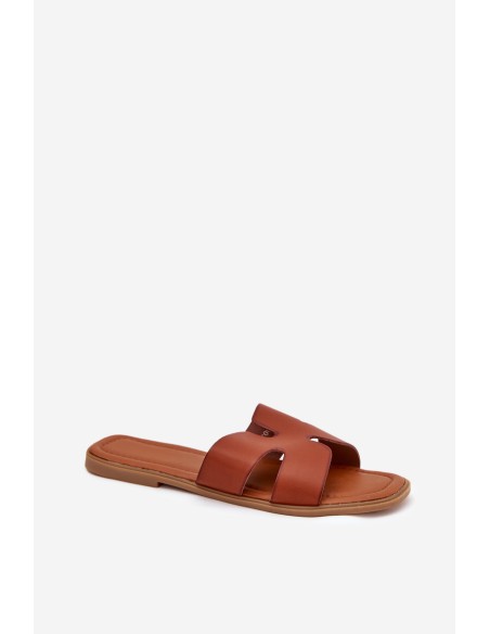 Women's Flat Sandals With Cutouts Camel Salyra