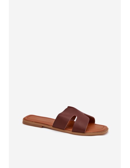 Women's Flat Sandals With Cutouts Dark Brown Salyra