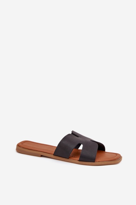 Women's Flat Sandals With Cutouts Black Salyra