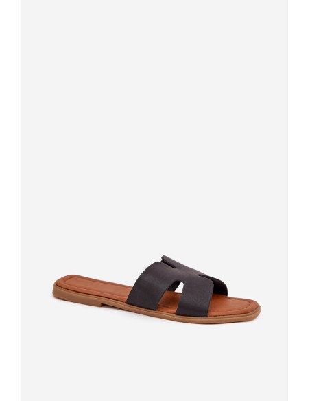 Women's Flat Sandals With Cutouts Black Salyra