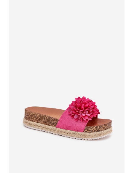 Womens platform sandals with decorative flowers fuchsia Tessara