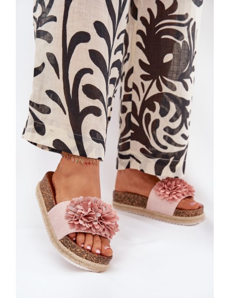 Women's Platform Sandals With Decorative Flowers Pink Tessara