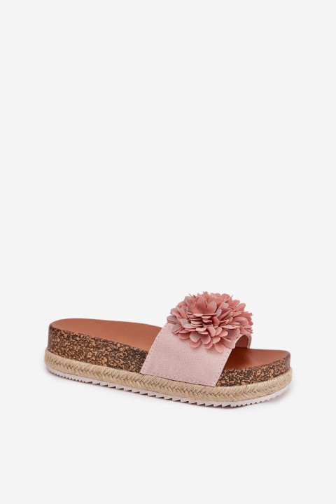 Women's Platform Sandals With Decorative Flowers Pink Tessara