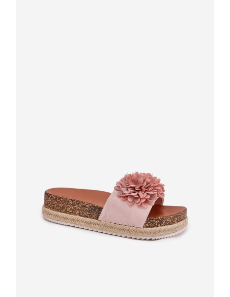 Women's Platform Sandals With Decorative Flowers Pink Tessara