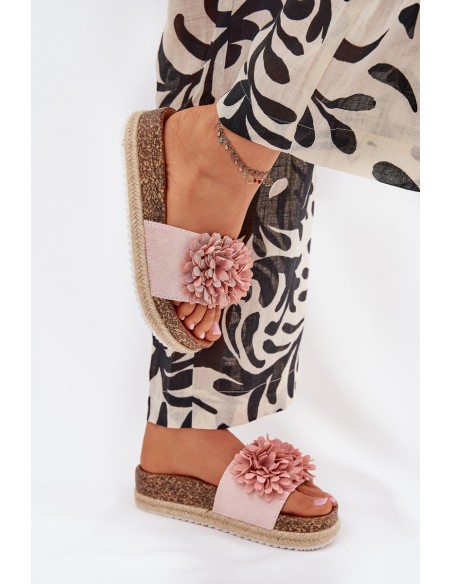 Women's Platform Sandals With Decorative Flowers Pink Tessara
