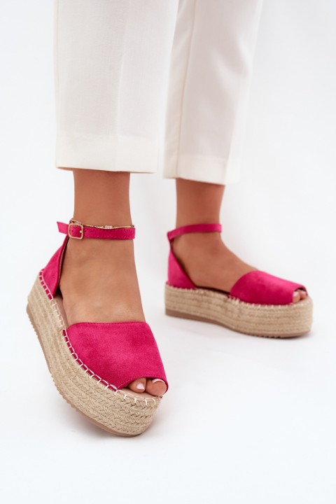 Women's platform espadrilles with weaving fuchsia Selise