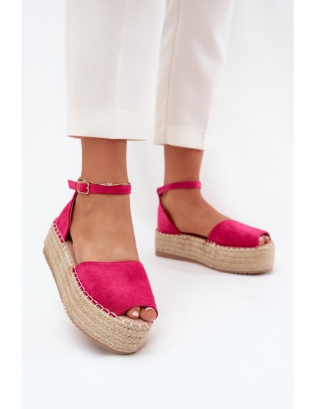 Women's platform espadrilles with weaving fuchsia Selise